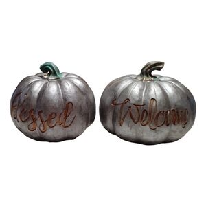 Holiday Silver Farm Pumpkin Decorations